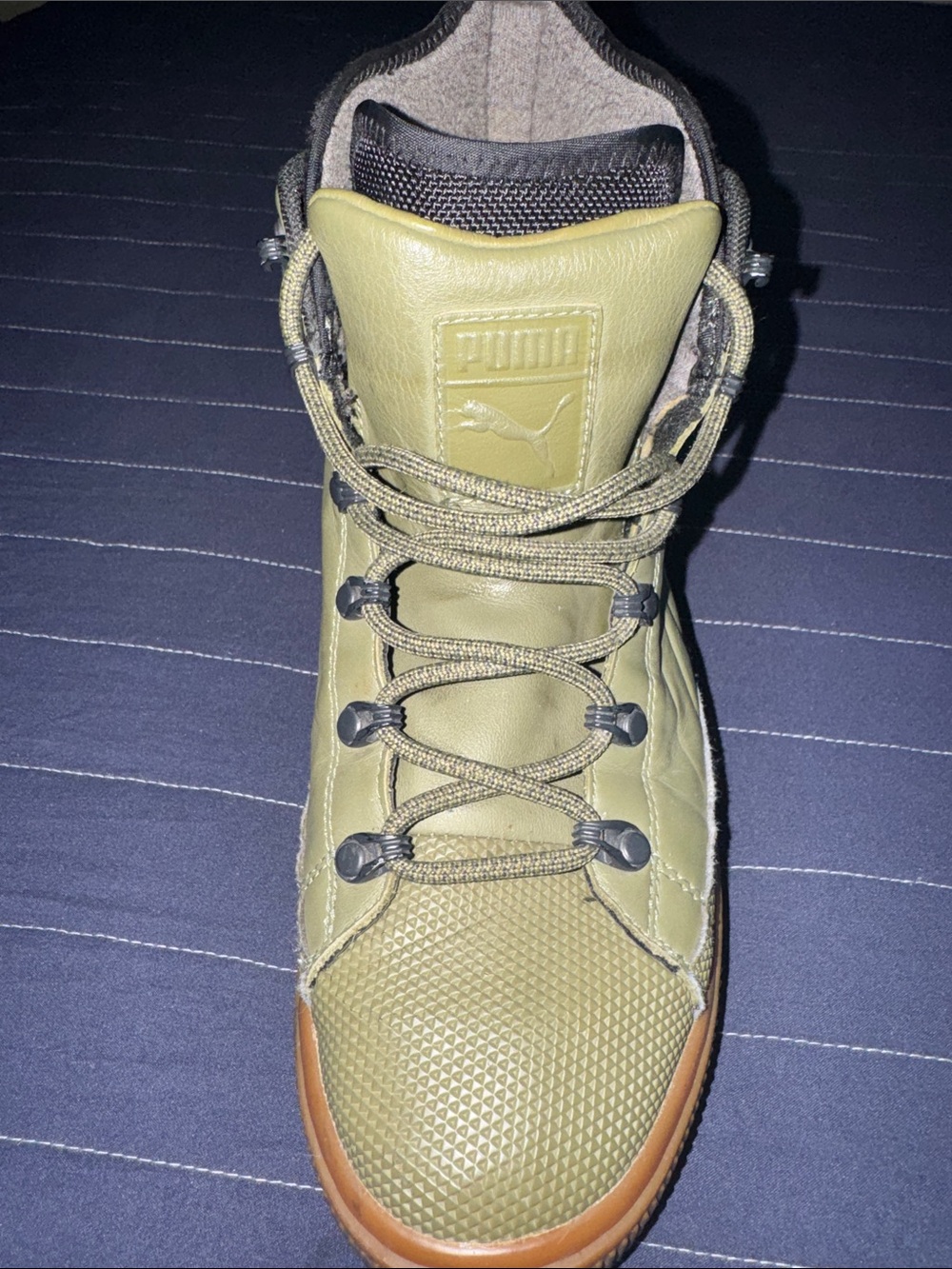 Puma Olive Green and Gum High-Top Boot